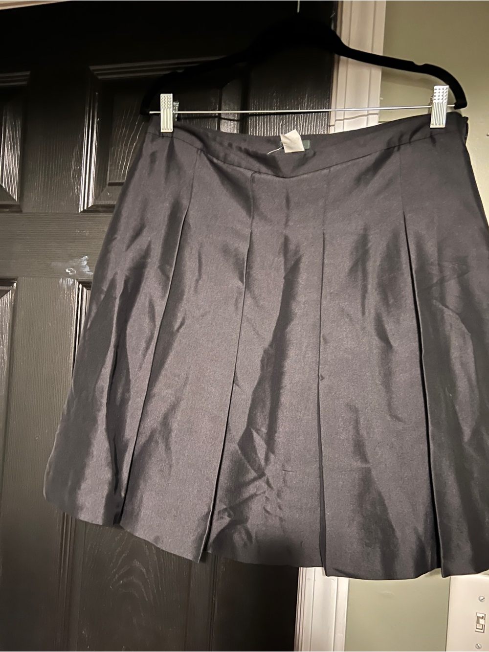 J. Crew Black Pleated Skater Skirt
